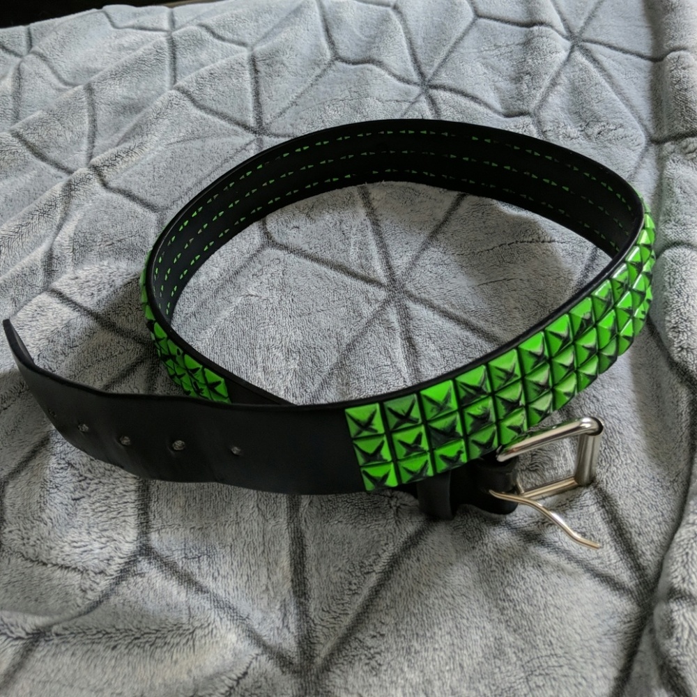 Black & Lime Green Studded Belt